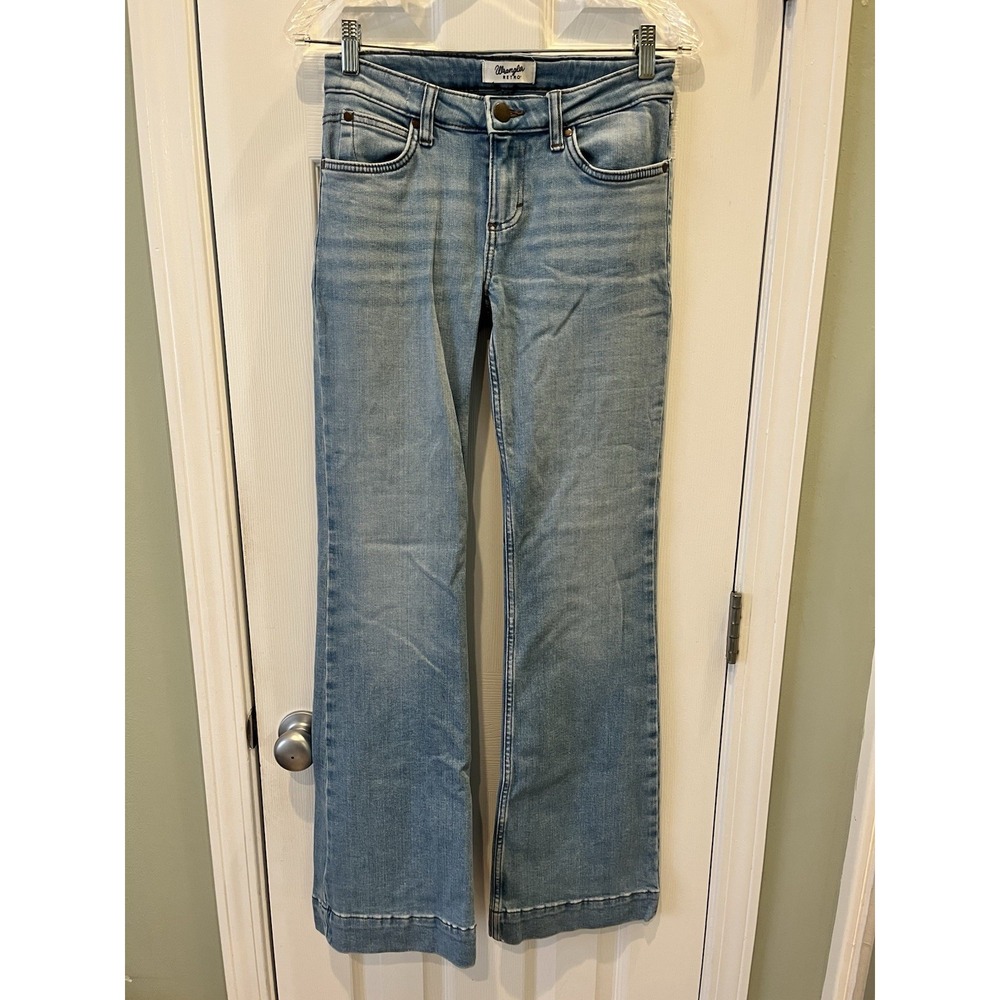 Wrangler Retro Mae Mid Rise Bootcut Jeans Womens 28x33 Embroidered Pocket Light